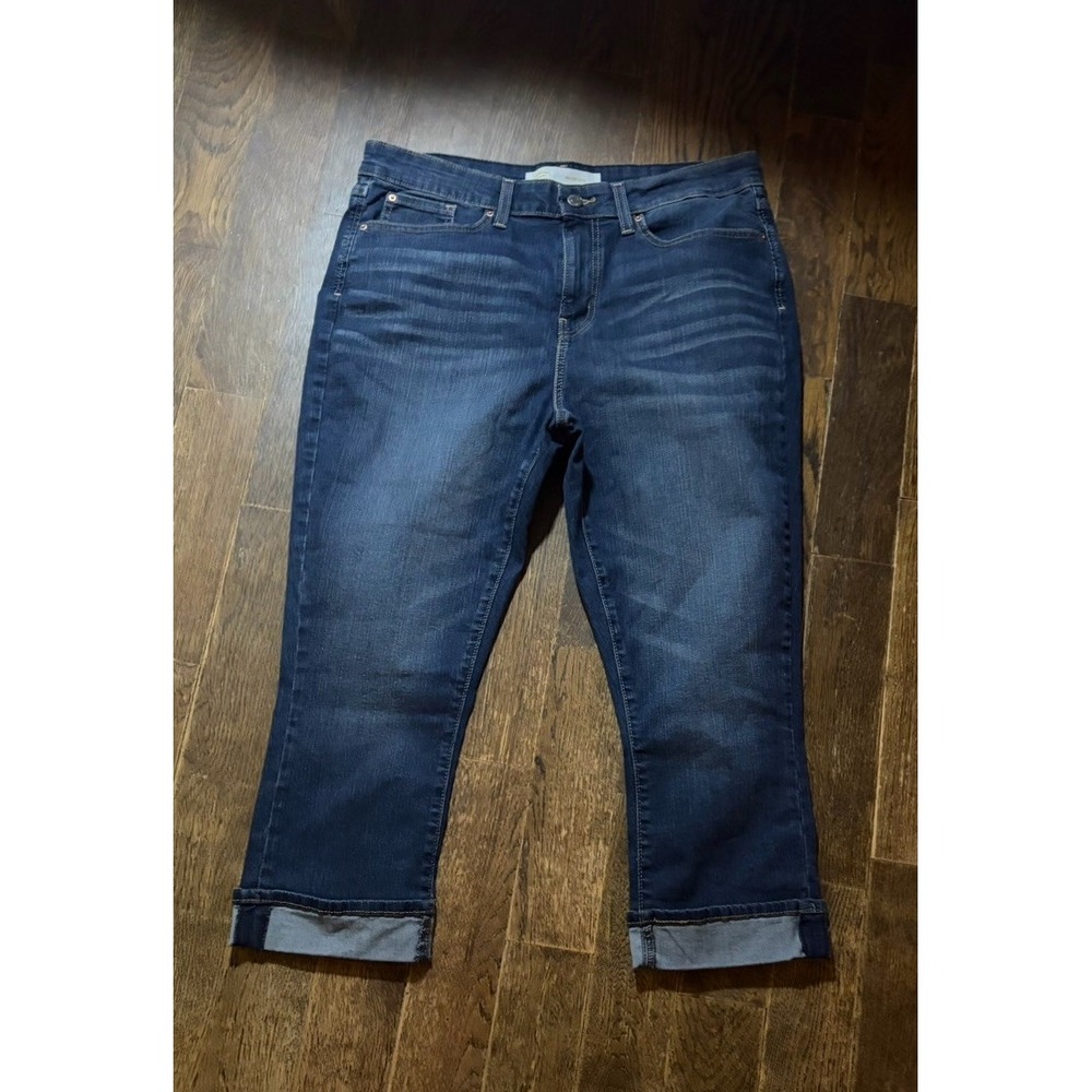 Levi Strauss Signature Mid Rise Capri Jeans Sz 16  Dark blue Cuffed